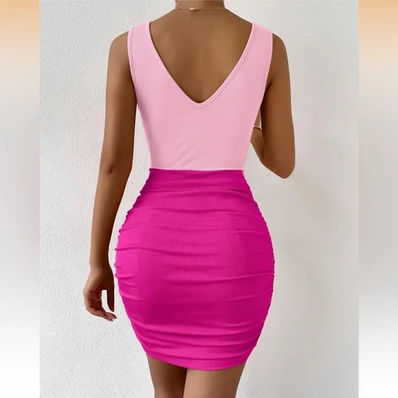 Colorblock Twist Cut Out Bodycon Dress Sz Medium Amazon - Picture 3 of 5